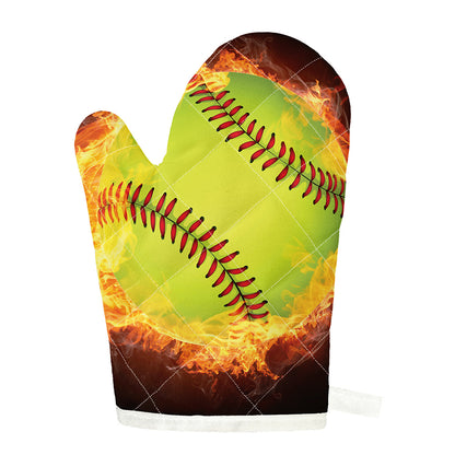 Fireball Softball Print Single Oven Mitt