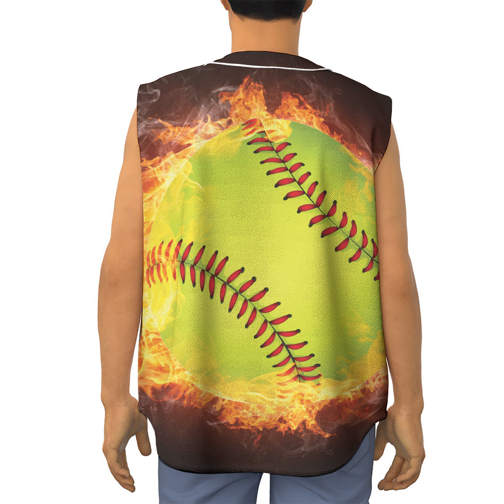 Fireball Softball Print Sleeveless Baseball Jersey