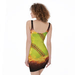 Fireball Softball Print Sleeveless Bodycon Dress