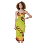 Fireball Softball Print Slim Fit Midi Cami Dress