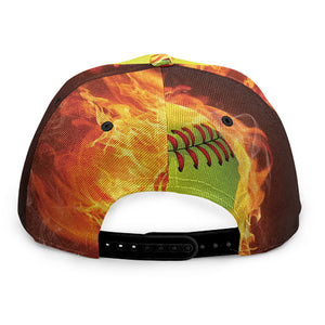 Fireball Softball Print Snapback Cap