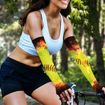 Fireball Softball Print Sun Protection Arm Sleeves