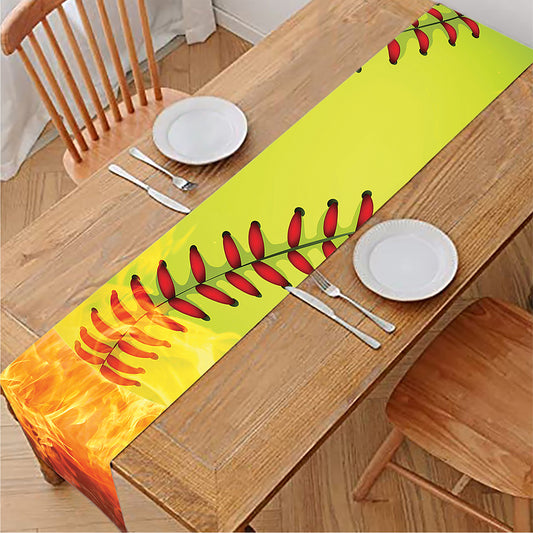 Fireball Softball Print Table Runner