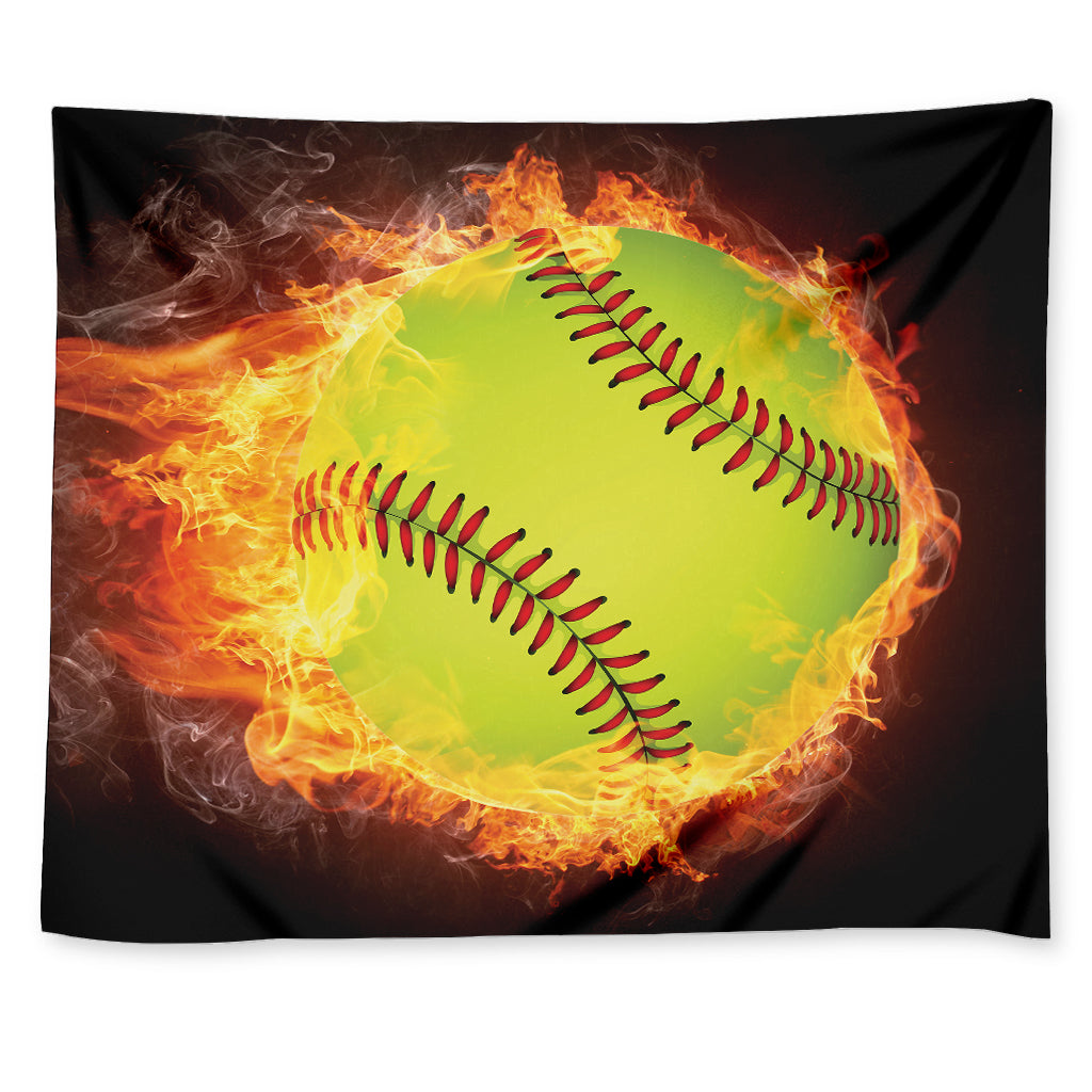 Fireball Softball Print Tapestry