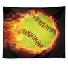 Fireball Softball Print Tapestry