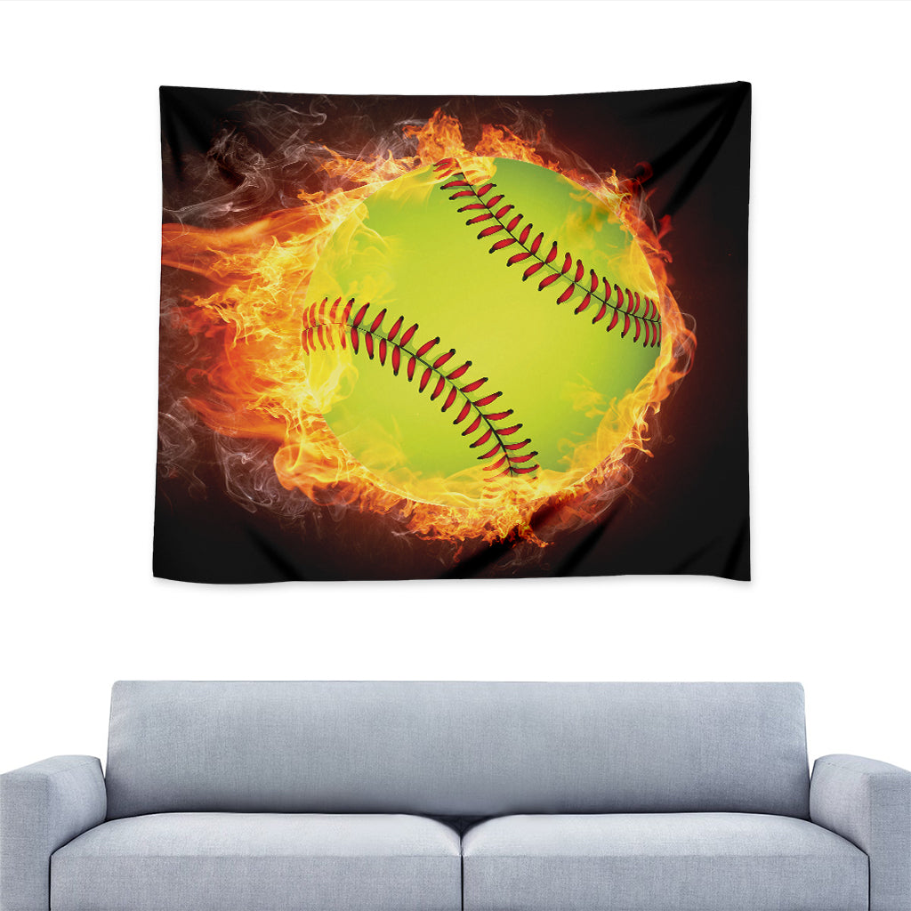 Fireball Softball Print Tapestry