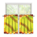 Fireball Softball Print Tier Curtains