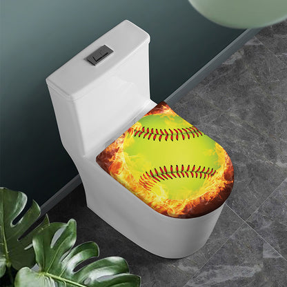 Fireball Softball Print Toilet Lid Cover
