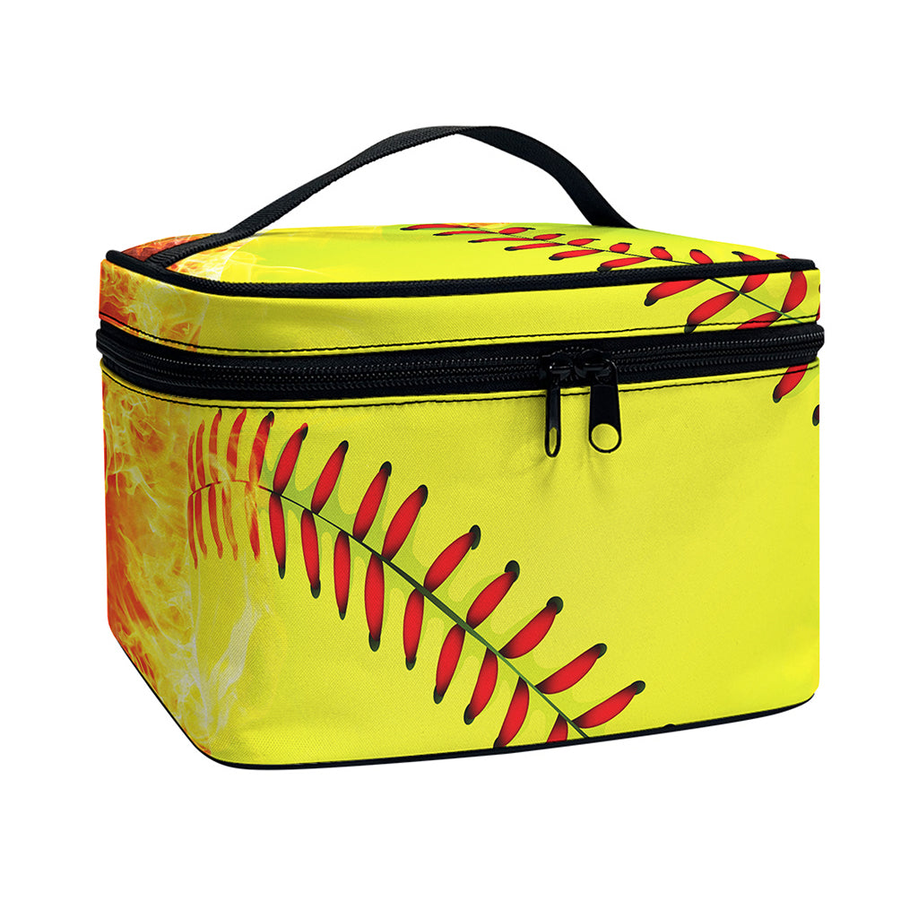 Fireball Softball Print Travel Makeup Bag