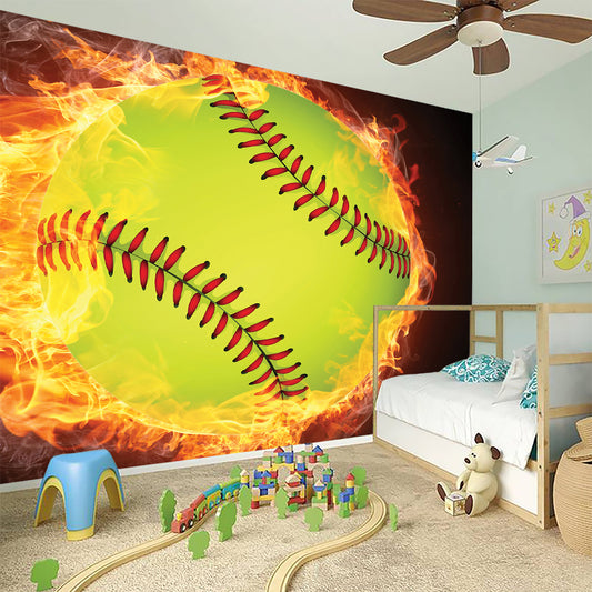Fireball Softball Print Wall Sticker