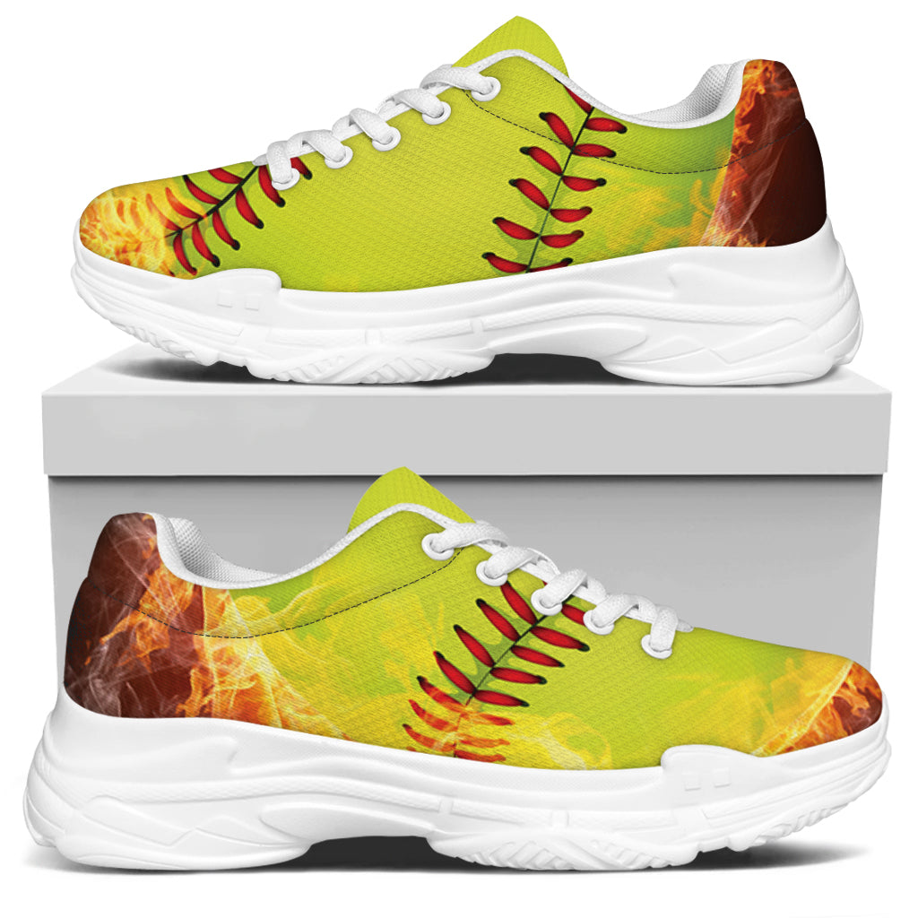 Fireball Softball Print White Chunky Shoes