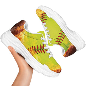 Fireball Softball Print White Chunky Shoes