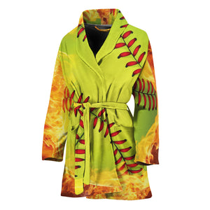 Fireball Softball Print Women's Bathrobe