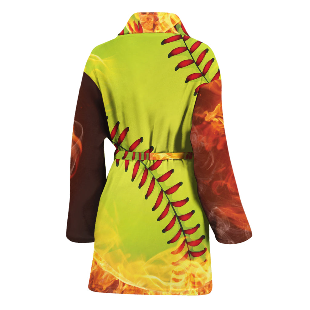 Fireball Softball Print Women's Bathrobe