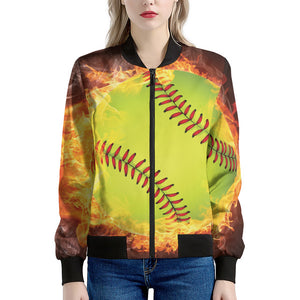 Fireball Softball Print Women's Bomber Jacket