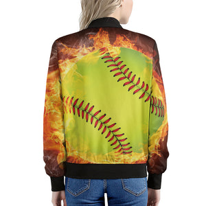 Fireball Softball Print Women's Bomber Jacket