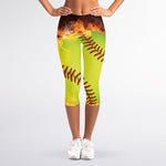 Fireball Softball Print Women's Capri Leggings