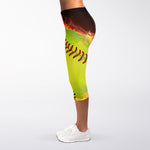 Fireball Softball Print Women's Capri Leggings