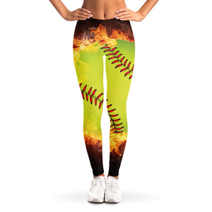 Fireball Softball Print Women's Leggings