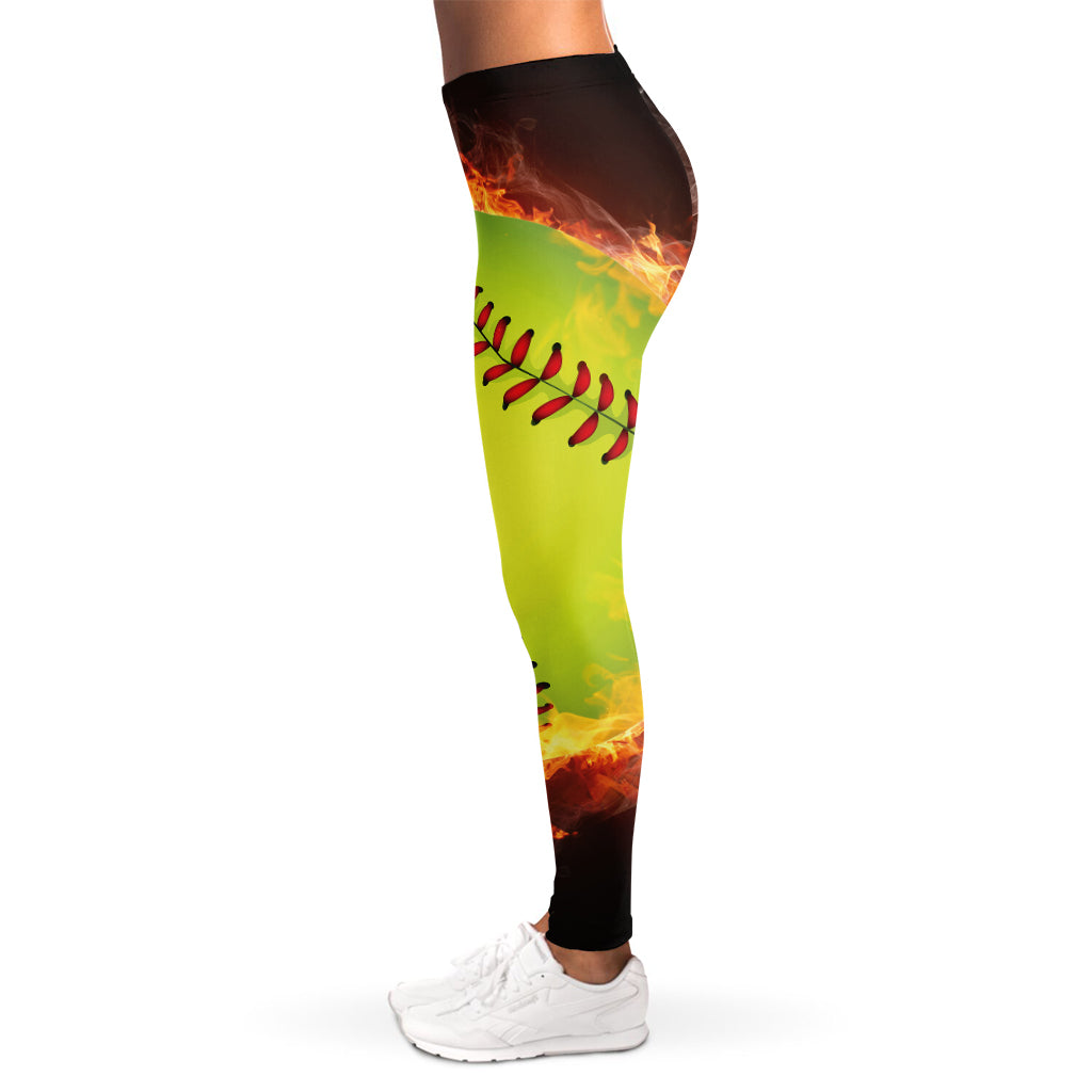 Fireball Softball Print Women's Leggings