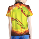 Fireball Softball Print Women's Polo Shirt