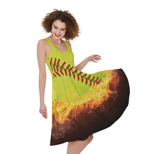 Fireball Softball Print Women's Sleeveless Dress