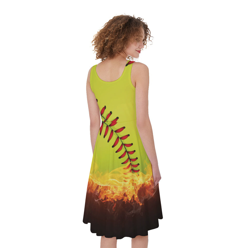 Fireball Softball Print Women's Sleeveless Dress