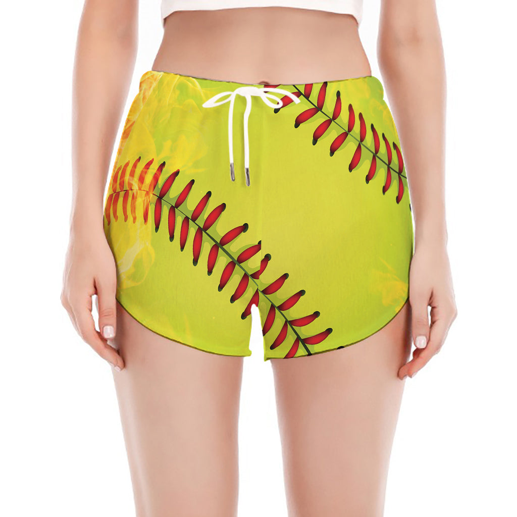 Fireball Softball Print Women's Split Running Shorts