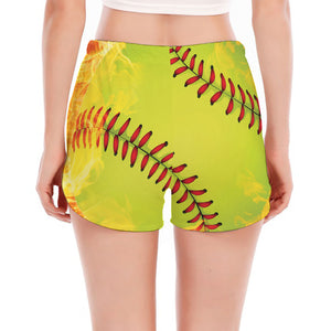 Fireball Softball Print Women's Split Running Shorts