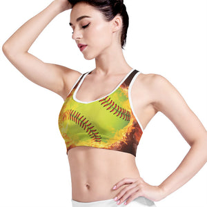 Fireball Softball Print Women's Sports Bra