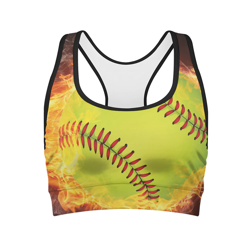 Fireball Softball Print Women's Sports Bra