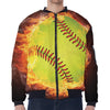 Fireball Softball Print Zip Sleeve Bomber Jacket