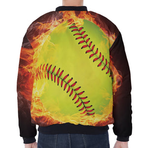 Fireball Softball Print Zip Sleeve Bomber Jacket