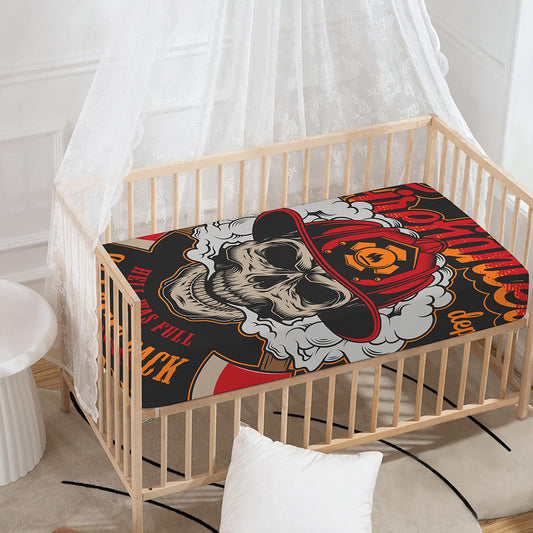 Firefighter Department Skull Print Baby Crib Sheet