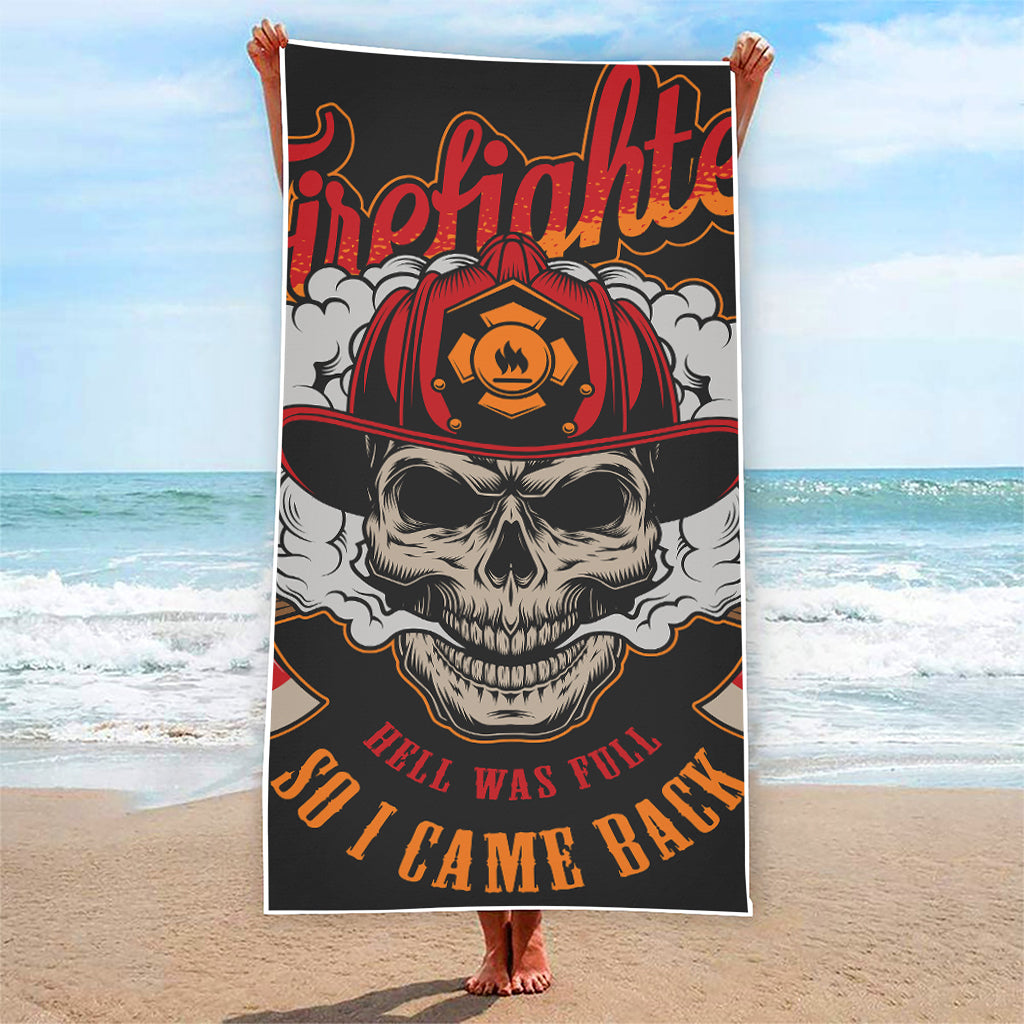 Firefighter Department Skull Print Beach Towel