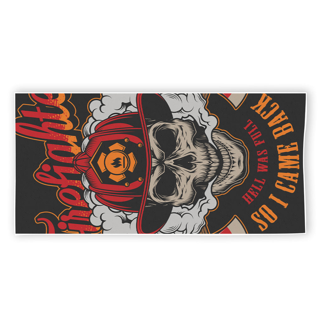 Firefighter Department Skull Print Beach Towel