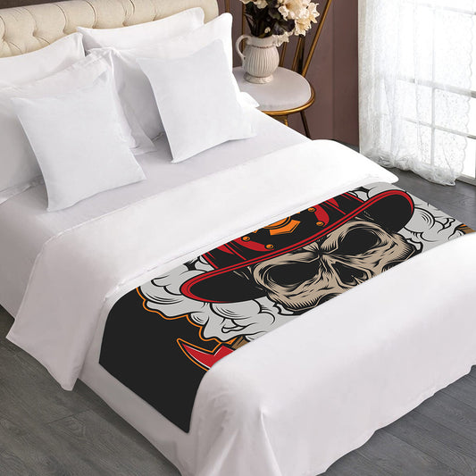 Firefighter Department Skull Print Bed Runner