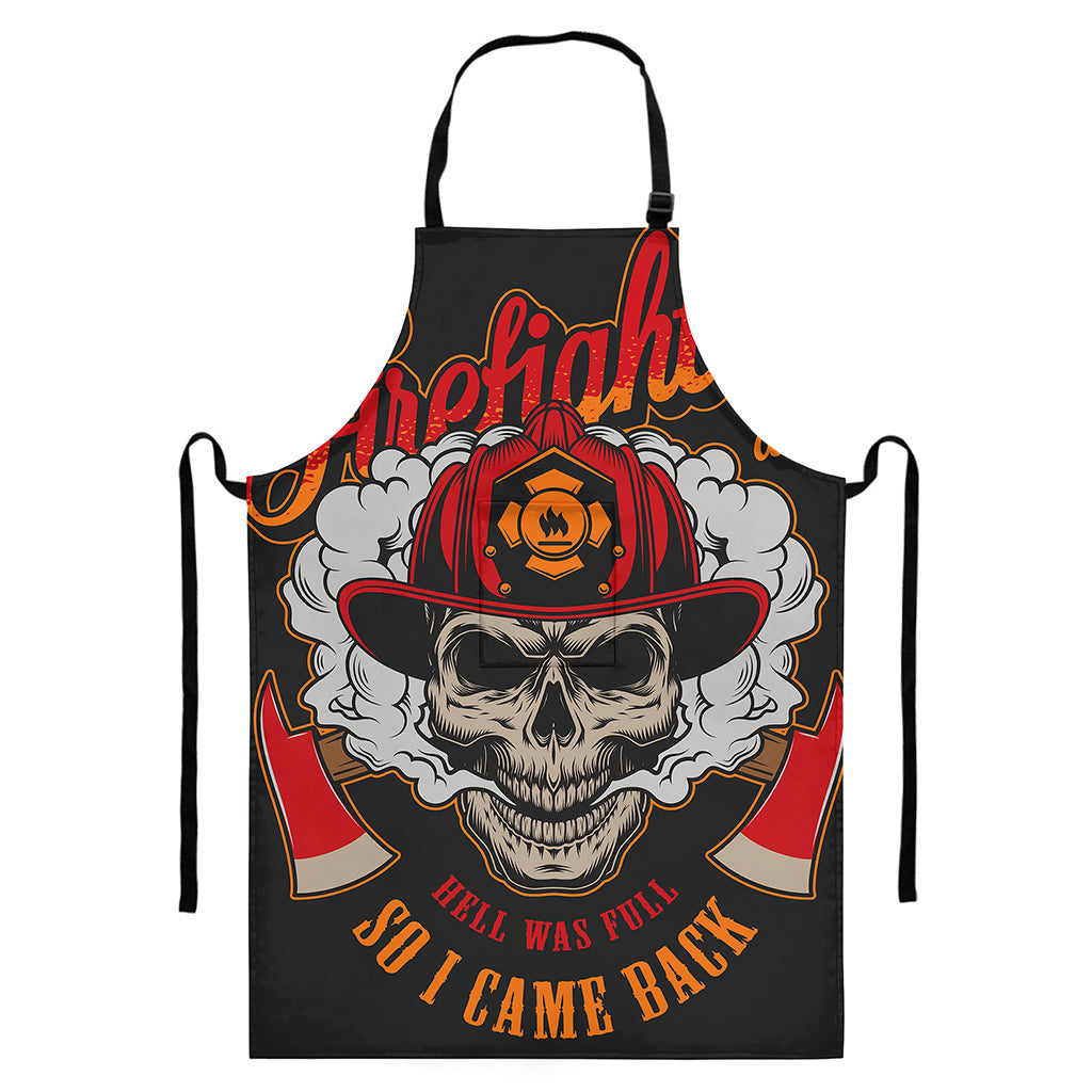 Firefighter Department Skull Print Bib Apron With Pocket