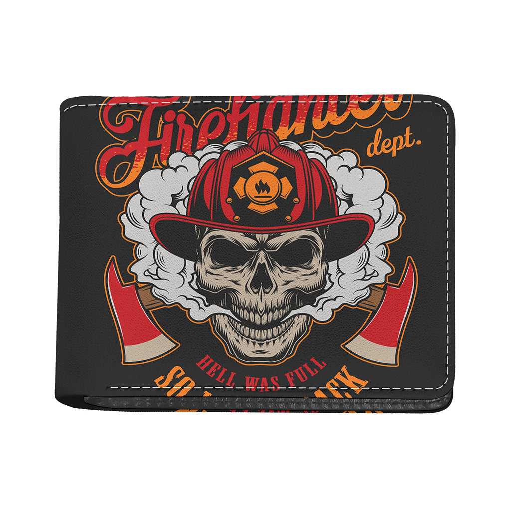 Firefighter Department Skull Print Bifold Wallet