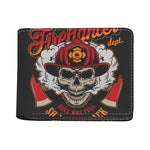 Firefighter Department Skull Print Bifold Wallet