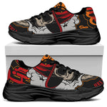Firefighter Department Skull Print Black Chunky Shoes