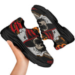 Firefighter Department Skull Print Black Chunky Shoes