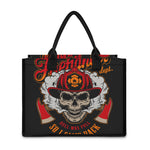 Firefighter Department Skull Print Canvas Tote Bag
