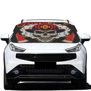 Firefighter Department Skull Print Car Windshield Snow Cover