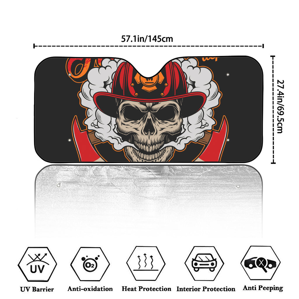 Firefighter Department Skull Print Car Windshield Sun Shade