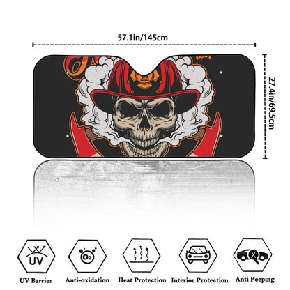Firefighter Department Skull Print Car Windshield Sun Shade