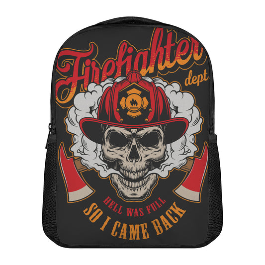 Firefighter Department Skull Print Casual Backpack