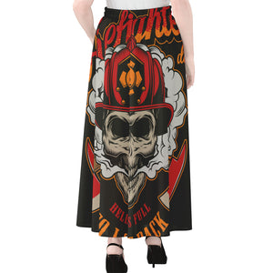 Firefighter Department Skull Print Chiffon Maxi Skirt