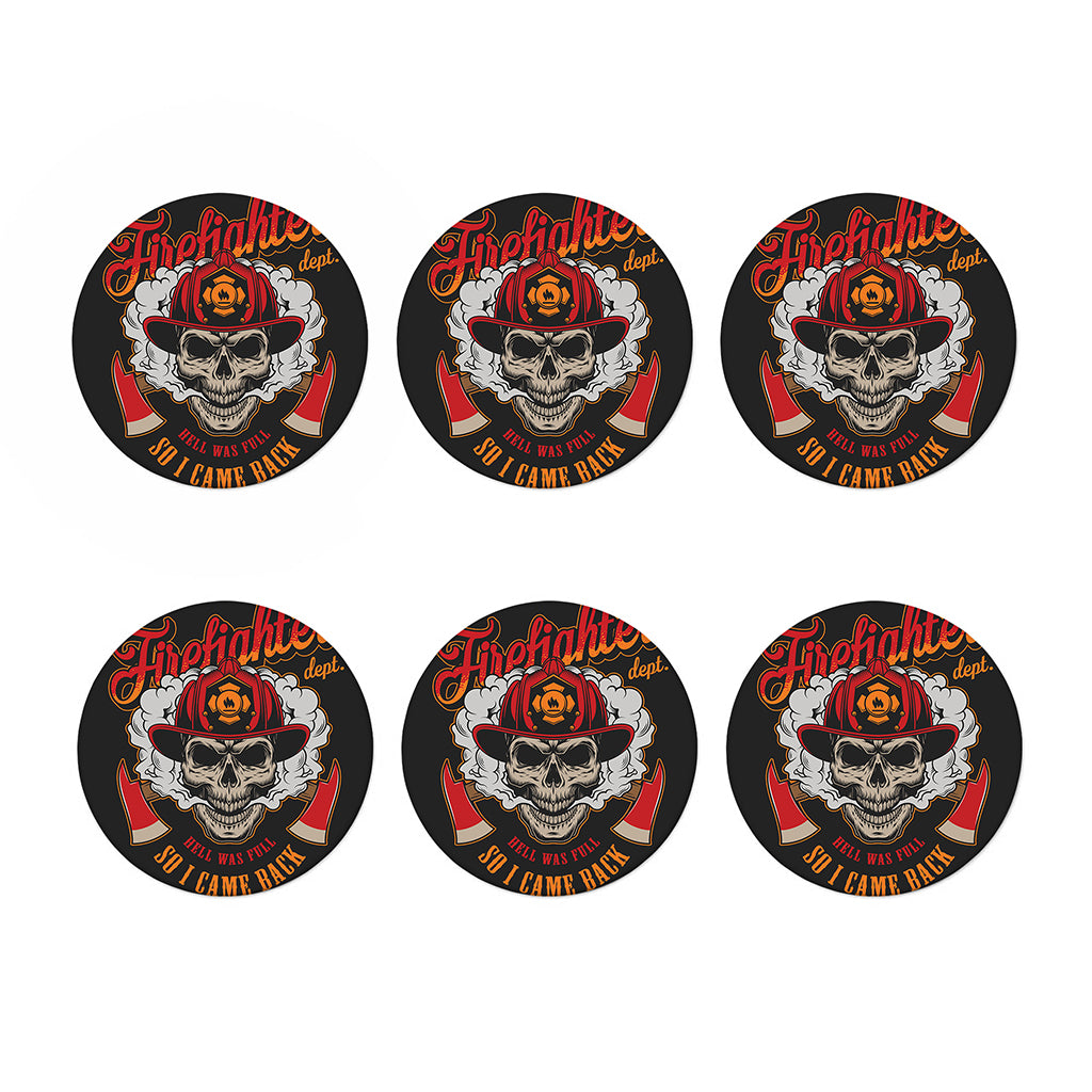 Firefighter Department Skull Print Coaster Set