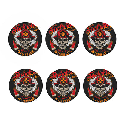 Firefighter Department Skull Print Coaster Set